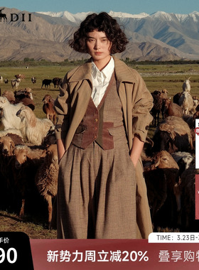 谜底大廓形长风衣女2025秋新品通勤时尚质感挺阔H型翻领253ME1051