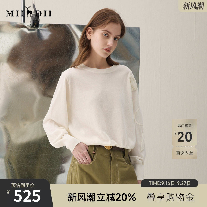 谜底套头针织衫长袖2026春季新品原创立体花时髦毛衣女261MZ0342图片
