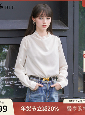 谜底套头衬衫长袖女2025秋新款通勤风立领特色条纹衬衣257MC7872