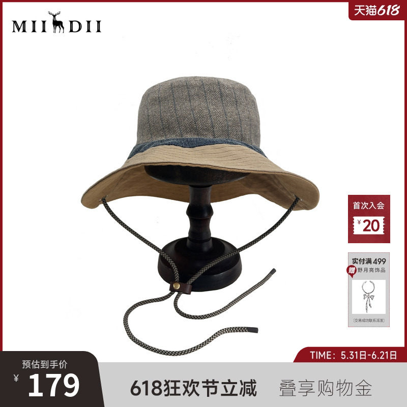 谜底渔夫帽女冬季新品复古风户外大帽檐可调节帽绳244MQ1954