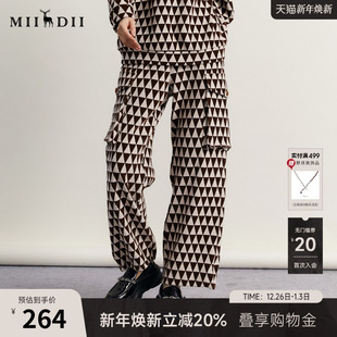 感长裤 复古原创花色猎装 234MK1595 女冬新品 谜底雪尼尔阔腿裤