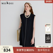 新品 谜底连衣裙无袖 2025夏季 通勤光泽条纹拼接宽松短裙252ML0643