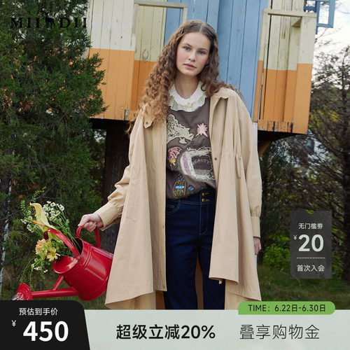 谜底设计感风衣女春季新款时尚立领A型前短后长外套241ME0124