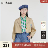 外套女2023春季 新款 简约百搭西装 谜底短款 领小外套长袖 231MW0012