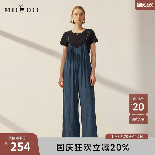 谜底背带裤女2025秋季新款设计感大廓形宽松阔腿裤长裤257MK7868