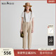 女2025夏季 新品 复古风百搭合身背带裤 谜底休闲裤 九分裤 252MK0558