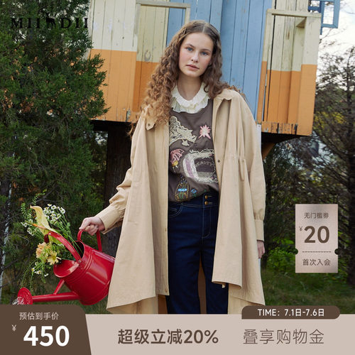 谜底设计感风衣女春季新款时尚立领A型前短后长外套241ME0124