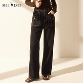 谜底复古直筒牛仔裤 257MK7741 百搭高腰水洗牛仔长裤 2025秋季 新款