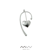 MW野月亮小众首饰原创设计暗黑流淌镀白金水滴爱心耳挂耳环银色