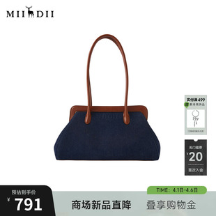 复古风红棕皮大容量包包单肩包女254MQ1955 谜底法棍包2025冬新品