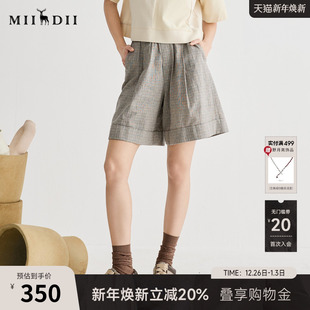 复古风日常棉麻提花宽松A型裤 新品 子252MK0526 女2025夏季 谜底短裤