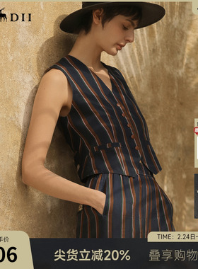 谜底西装马夹无袖女2025夏新品复古风通勤合身X型短马甲252MM0650