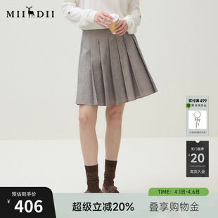 谜底短裤 新品 复古格纹挺括有型俏皮百褶裙裤 253MK1161 女2025秋季