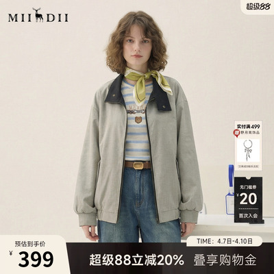 谜底双面穿外套长袖2026春新品立领简约休闲工装夹克女265MW5032