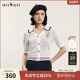 谜底针织开衫 复古海军领提花上衣242MZ0886 新品 短袖 女年夏季