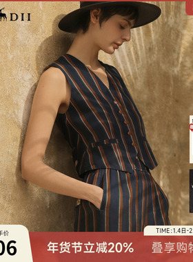 谜底西装马夹无袖女2025夏新品复古风通勤合身X型短马甲252MM0650