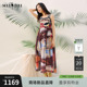 海岛风印花飘逸浪漫女262ML0633 新品 谜底拼接连衣裙无袖 2026夏季