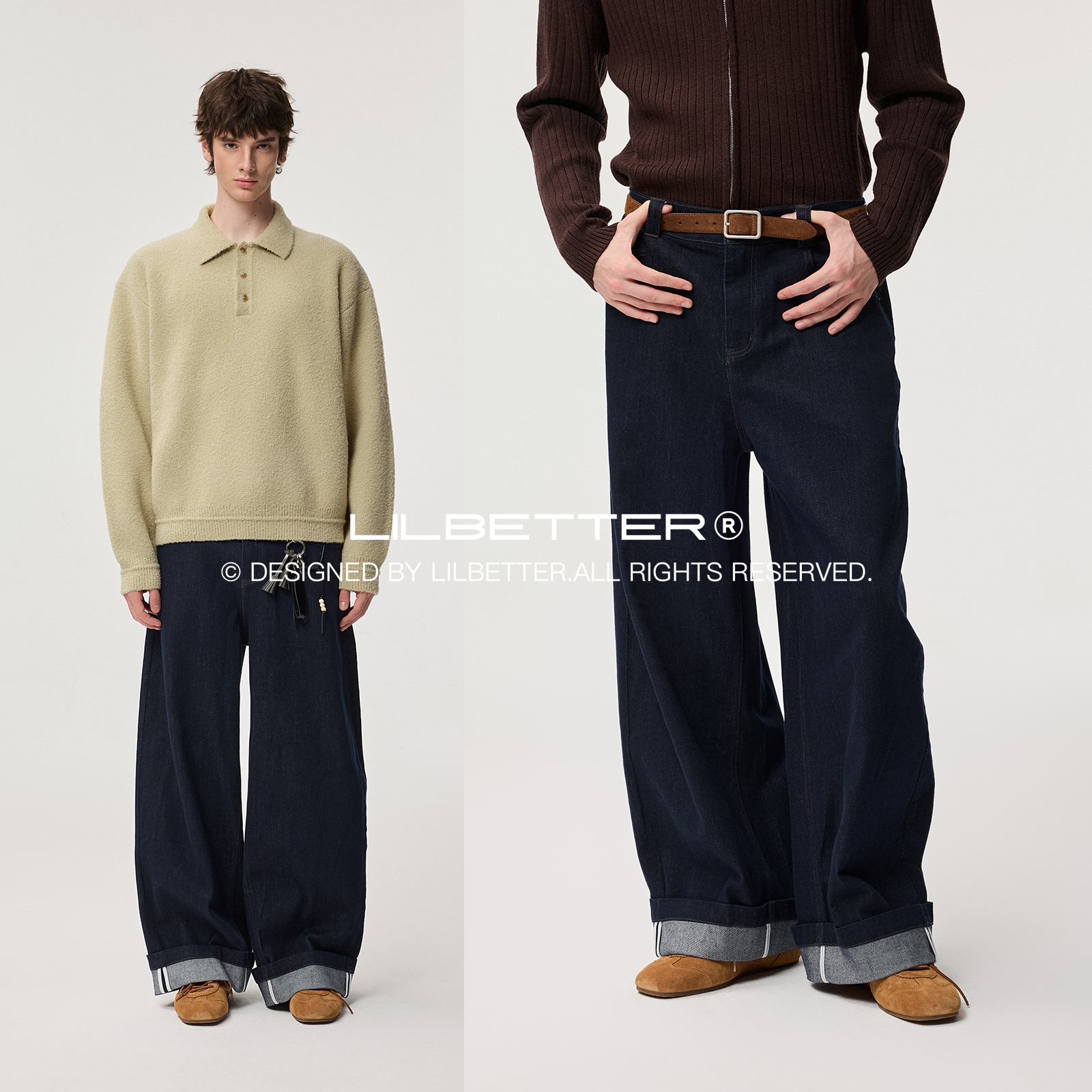 Lilbetter原牛深蓝直筒牛仔裤
