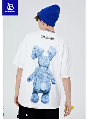 Lilbetter Short Sleeve Men's Tide Brand Print American Half Sleeve Fashion Round Neck Cotton T-shirt Men's Intrendy T-shirt