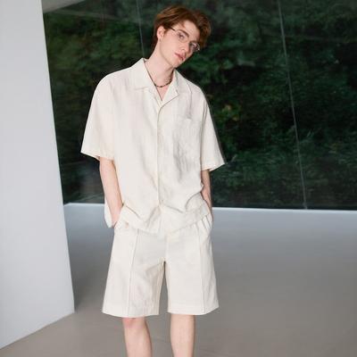 Lilbetter亚麻肌理古巴领衬衫