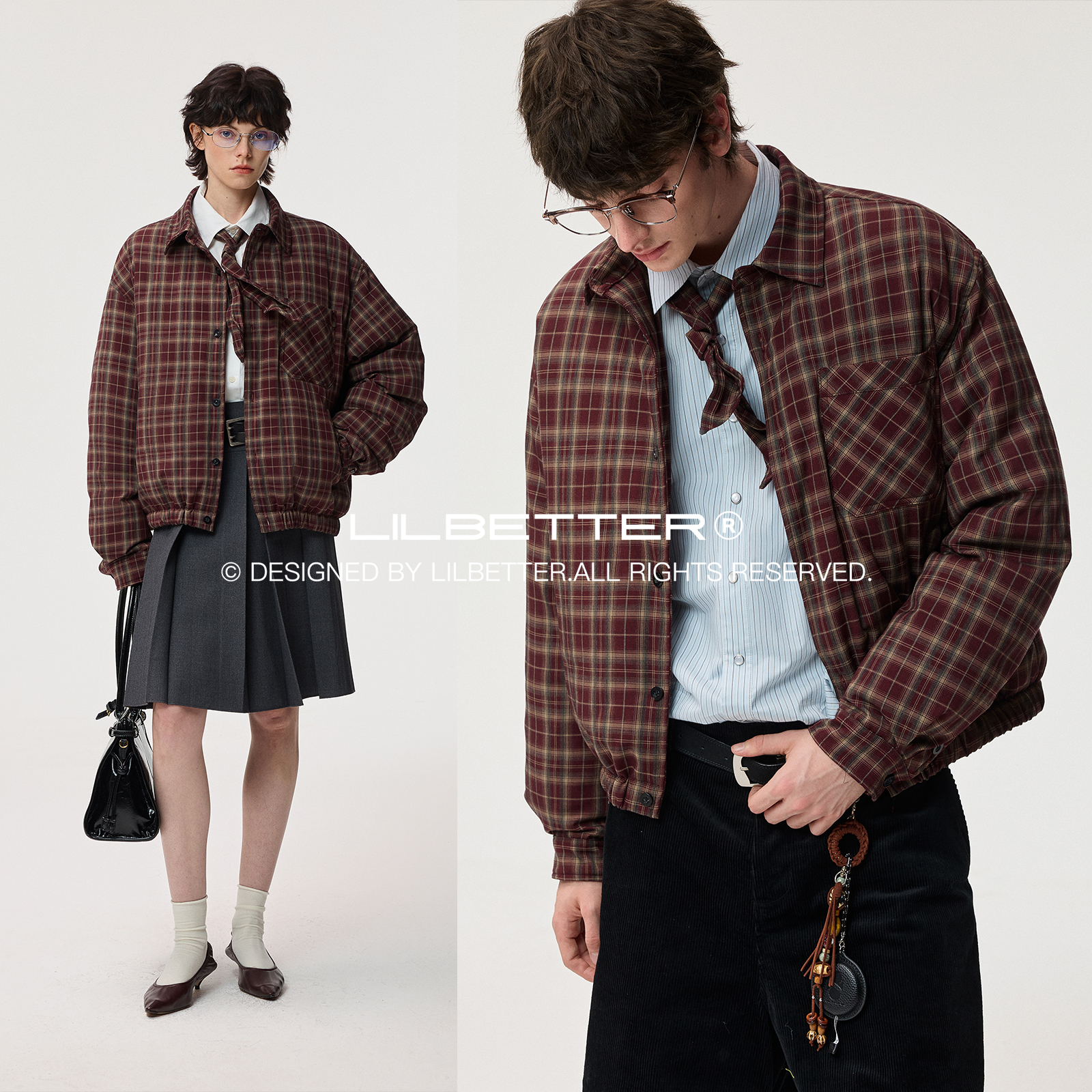 Lilbetter衬衫领羽绒服