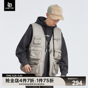 Lilbetter工装马甲棉服冬季填充棉男装保暖外套潮流马夹防寒棉衣