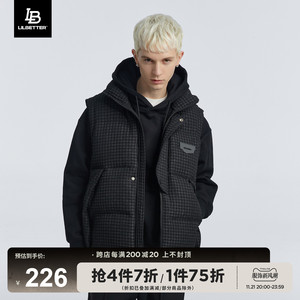 Lilbetter千鸟格马甲男冬季新款提花棉衣高级宽松男士防寒衣服潮