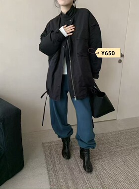 （清仓不退不换）冬季新款立领宽松休闲百搭工装风衣羽绒服外套女
