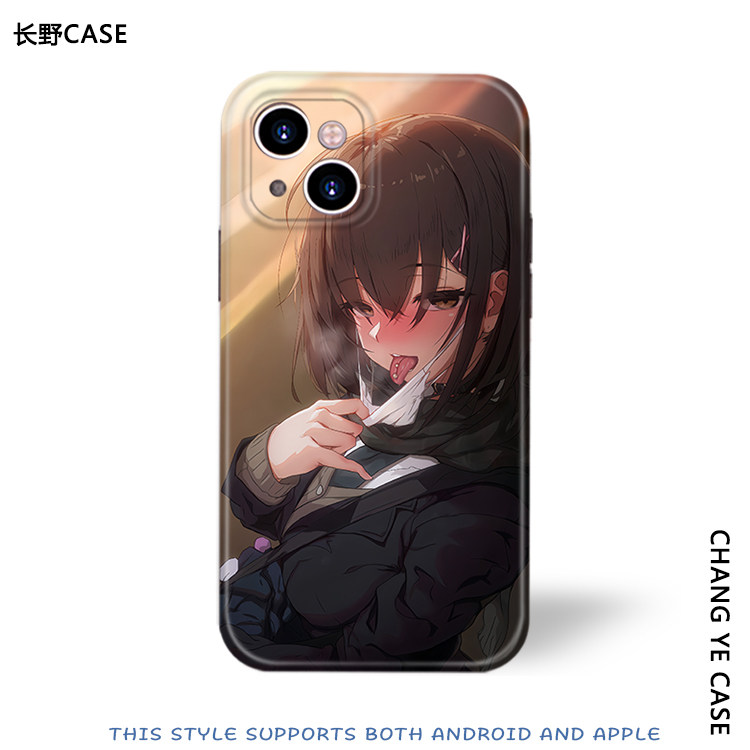 可爱动漫小众口罩嘟嘴女孩适用于IPhone15苹果12promax华为mate60小米14oppo光面防摔全包菲林红米K30手机壳