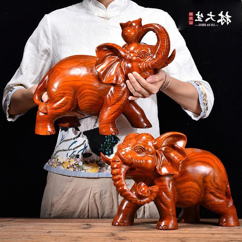 工艺品花梨木大象装饰品玄关摆件雕刻对象质一红木家居客厅实木是