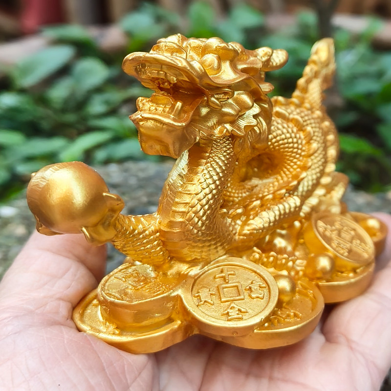 小金龙摆件仿红木树脂龙青龙小龙生肖龙属相龙办公室书桌抽屉口袋