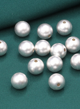 S925纯银磨砂古法色制定做激光刻字LOGO光面圆银珠68101214MM配件