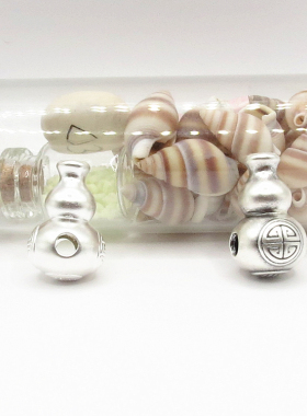 S999纯银3diy复古泰硬银足银三通葫芦富贵福隔珠路路通手链串配件