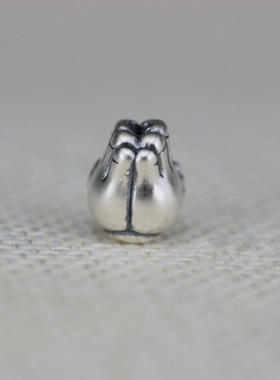 S999纯银复古泰银3D硬银足银泰银佛手竖穿隔珠编织手链转运珠配件