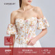 CORSELET法式 油画花卉印花修身 鱼骨胸衣女春夏泡泡肩束腰抹胸上衣