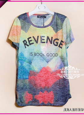 珊瑚花雅姿赏色13009韩版2024夏季休闲显瘦字母烫钻薄款T恤小衫女