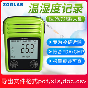 佐格温湿度记录仪MINI-TH仓库冷链运输医药店温湿度记录仪GMP/GSP