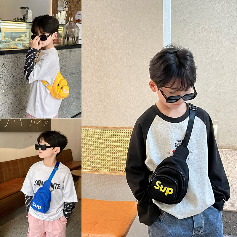 新款字母小包包儿童小挎包男孩潮夏季韩版零钱包胸包小孩斜挎包包