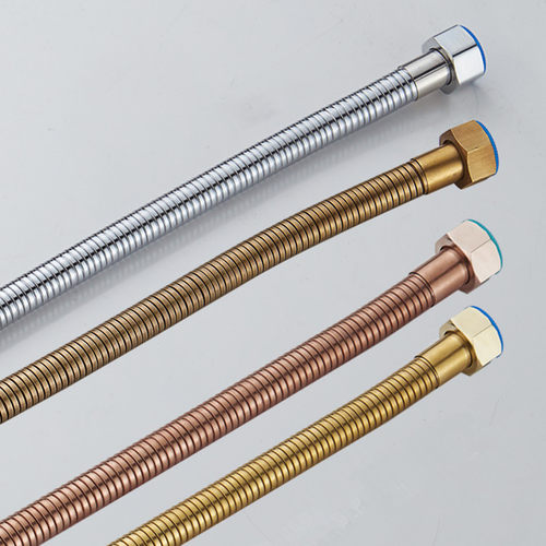 不锈钢双头螺软管玫瑰金色龙头马桶热水器进水管仿古软管60cm4分