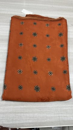 155元/米 全真丝透孔花罗红云纱面料布料 宝相花橙色