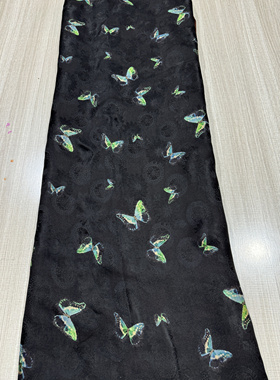 真丝香云纱布料面料 透孔花罗红云纱面料 黑底蝴蝶155元/米