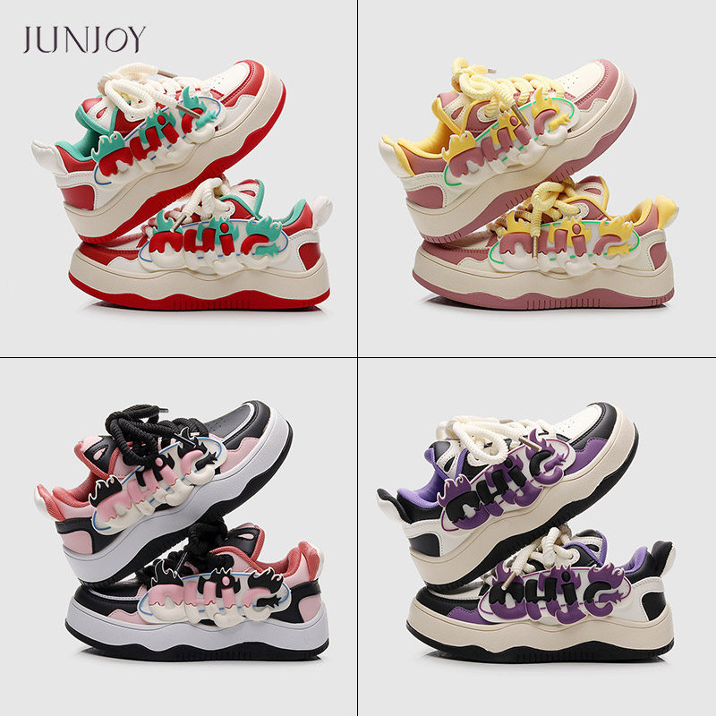 小众多巴胺厚底字母面包鞋百搭