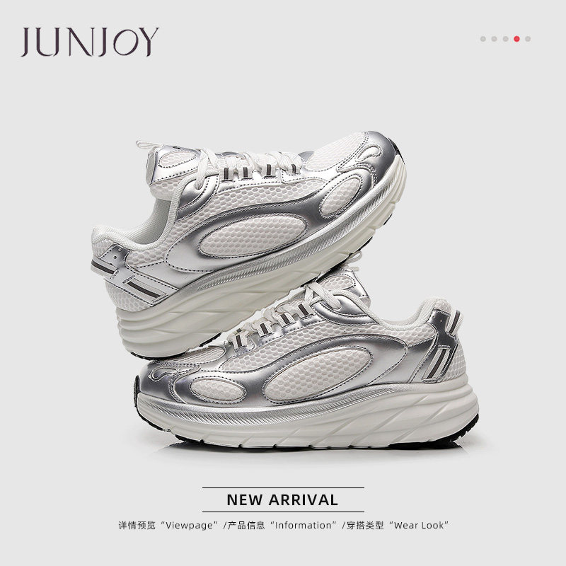 港风厚底圆头网面透气女鞋潮流