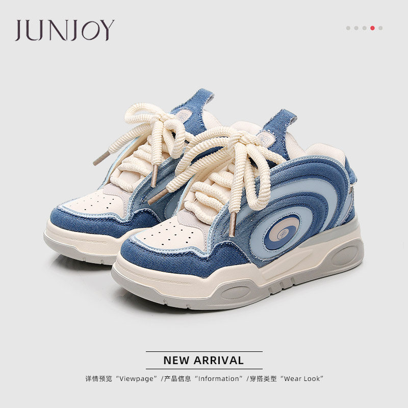 学院风厚底圆头面包鞋国潮女鞋