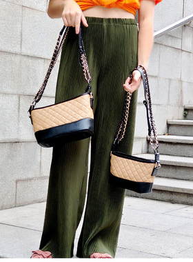 英国S家原单 菱格纹羊皮+黑色头层牛皮单肩斜挎链条女包