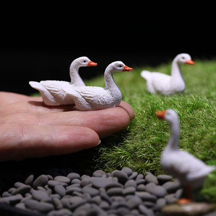 微景观装饰小动物苔藓生态水族鱼缸假山创意盆景沙盘白色鸭子摆件