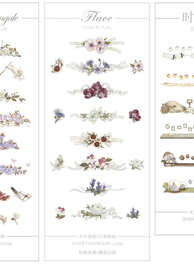 分装 Vlab粘性实验室夜莺flace时间标本和纸手帐胶带无离型纸