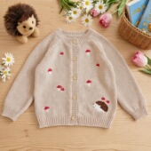 女童纯棉线毛衣开衫 外套 休闲洋气春秋毛衣小童宝宝小刺猬针织开衫