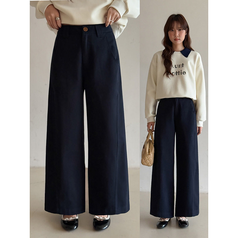 信步街角 3色韩系通勤高腰显瘦直筒宽松牛仔裤女秋季阔腿裤九分裤
