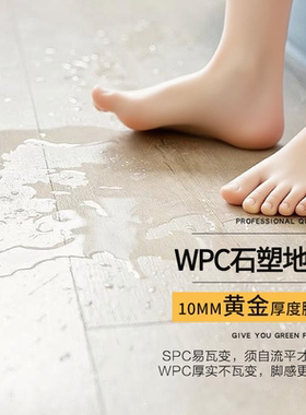 龙叶PM06白色简约新型防水SPC石晶WPC石塑木地板室内家用锁扣10mm